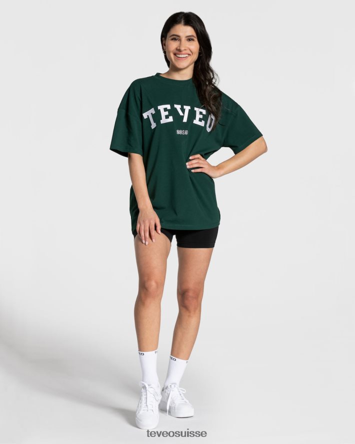 vêtements femmes TEVEO 40204P476 t-shirt oversize universitaire vert foncé