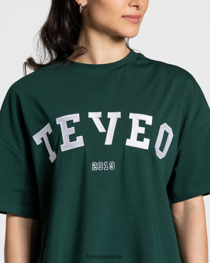 vêtements femmes TEVEO 40204P476 t-shirt oversize universitaire vert foncé