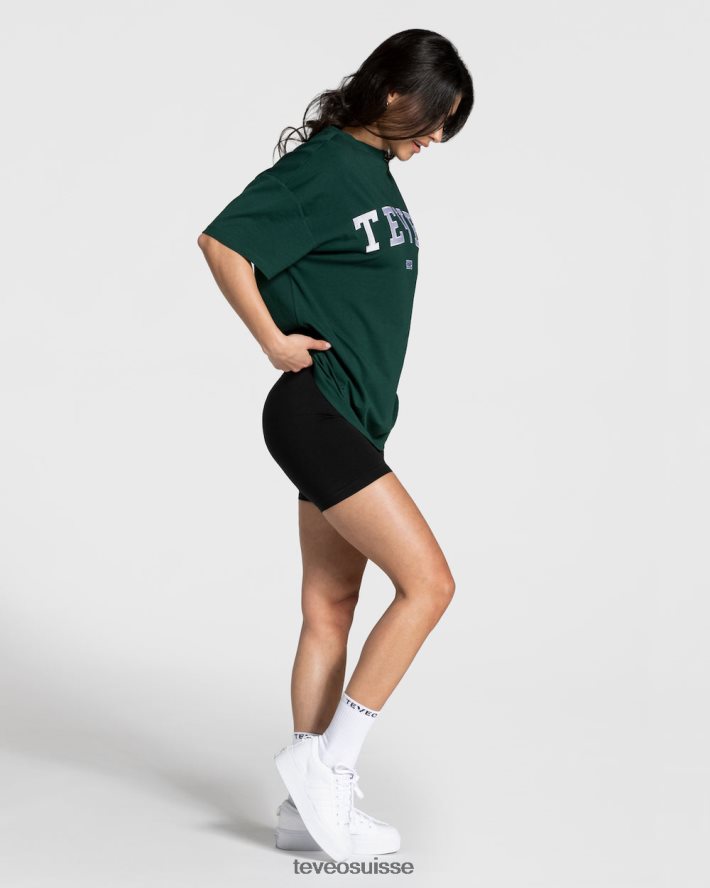 vêtements femmes TEVEO 40204P476 t-shirt oversize universitaire vert foncé