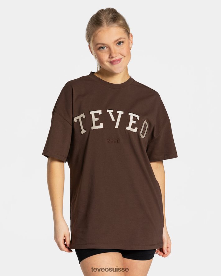 vêtements femmes TEVEO 40204P477 t-shirt oversize universitaire marron foncé