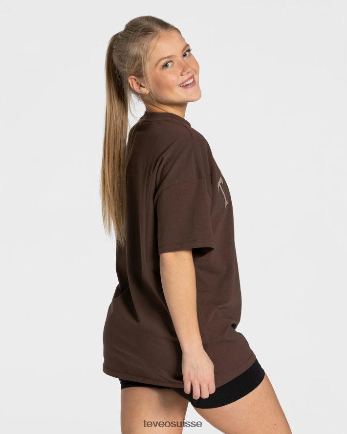 vêtements femmes TEVEO 40204P477 t-shirt oversize universitaire marron foncé