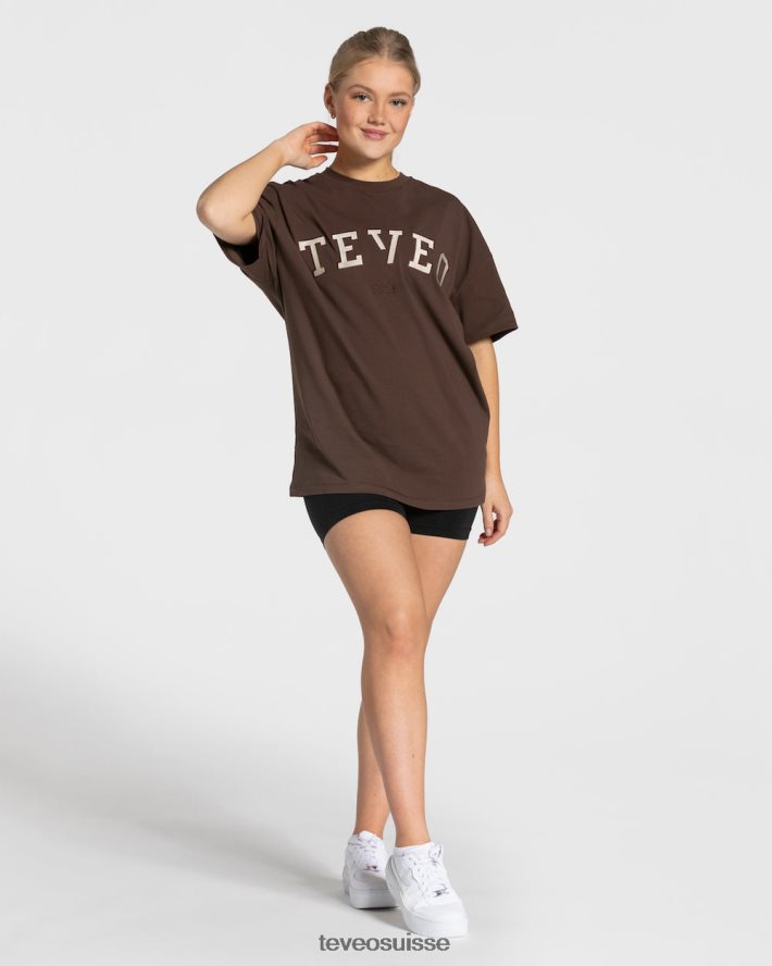 vêtements femmes TEVEO 40204P477 t-shirt oversize universitaire marron foncé