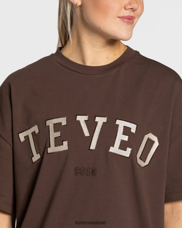 vêtements femmes TEVEO 40204P477 t-shirt oversize universitaire marron foncé