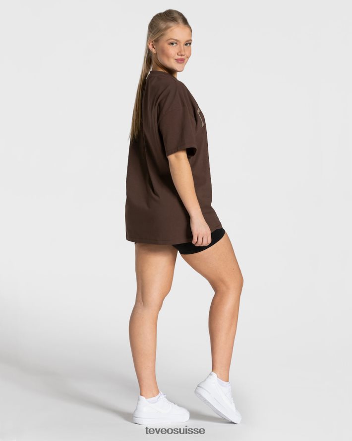 vêtements femmes TEVEO 40204P477 t-shirt oversize universitaire marron foncé