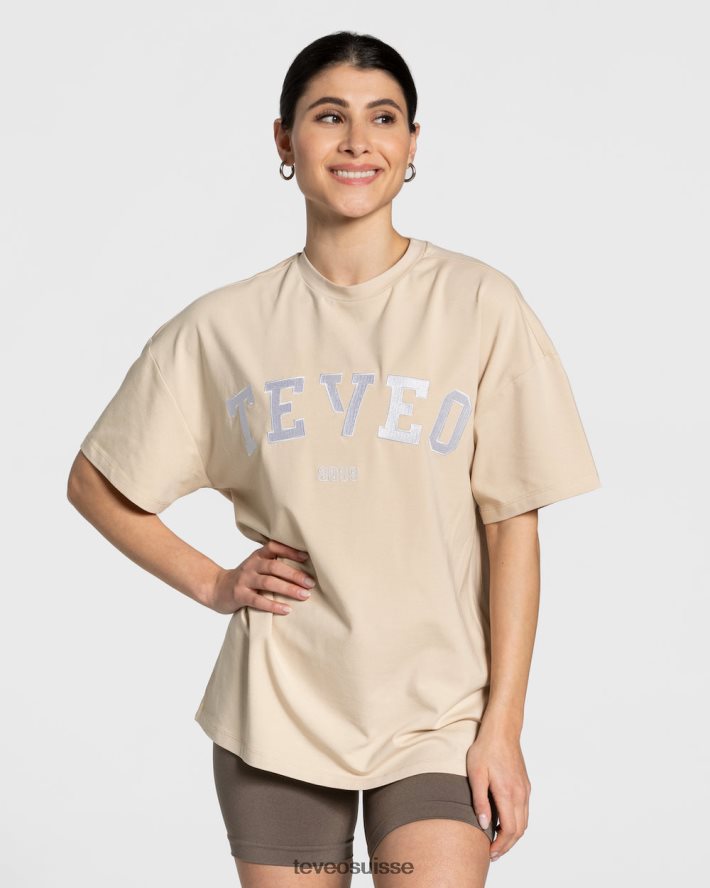 vêtements femmes TEVEO 40204P478 t-shirt oversize universitaire beige