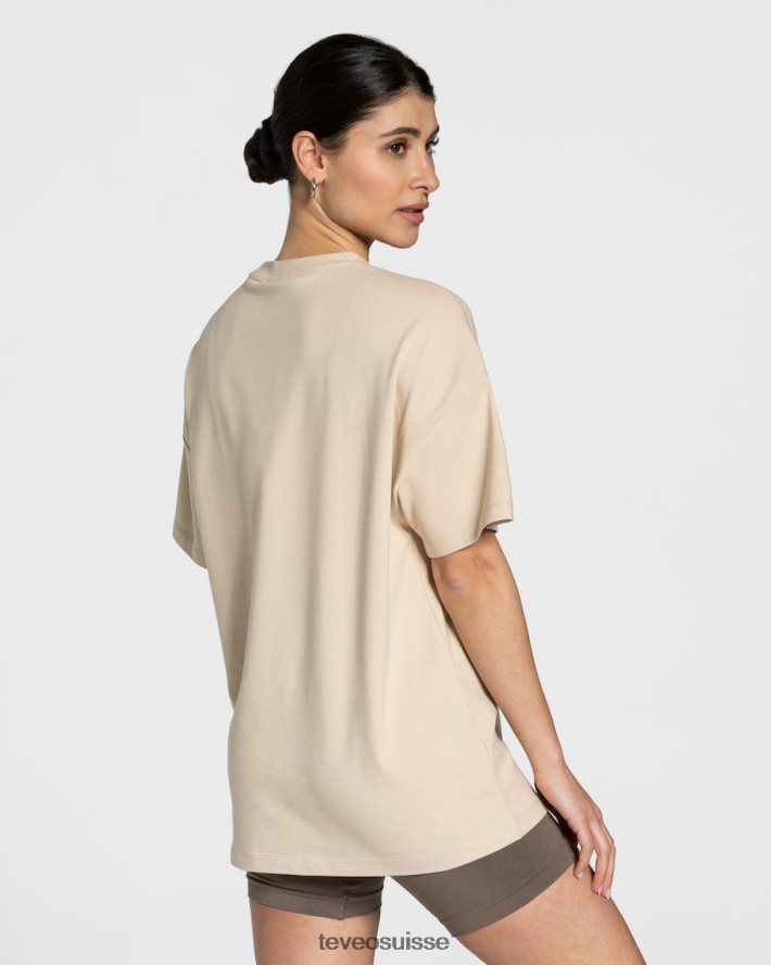 vêtements femmes TEVEO 40204P478 t-shirt oversize universitaire beige