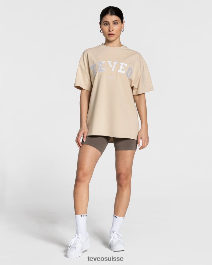 vêtements femmes TEVEO 40204P478 t-shirt oversize universitaire beige