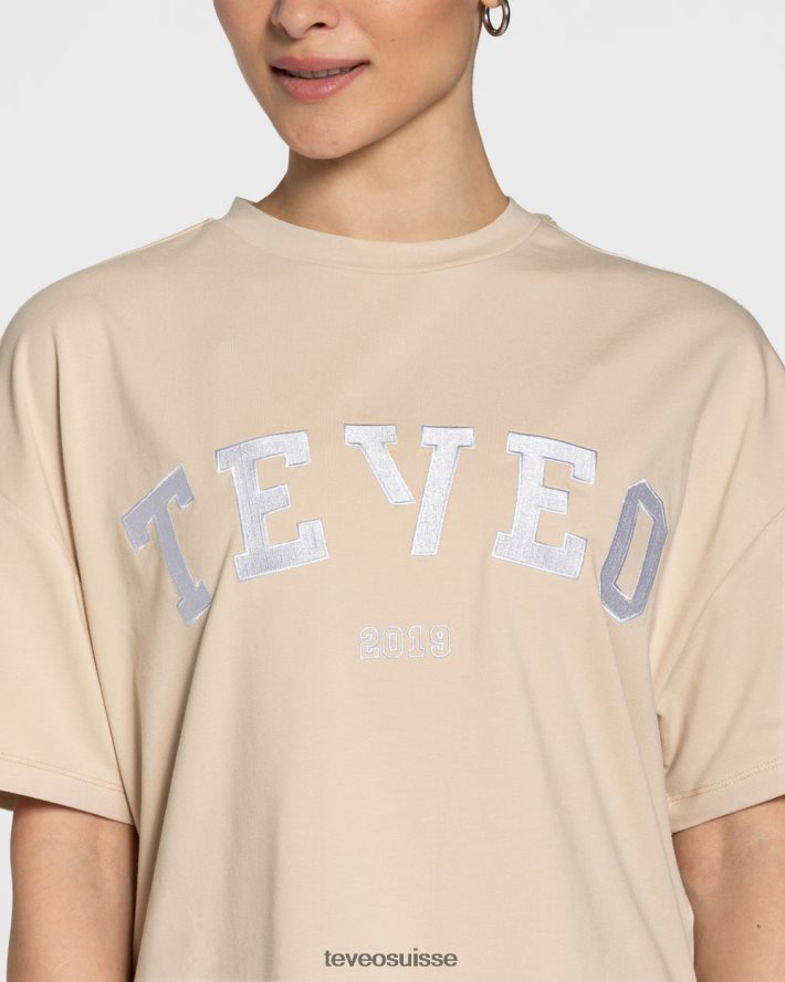 vêtements femmes TEVEO 40204P478 t-shirt oversize universitaire beige