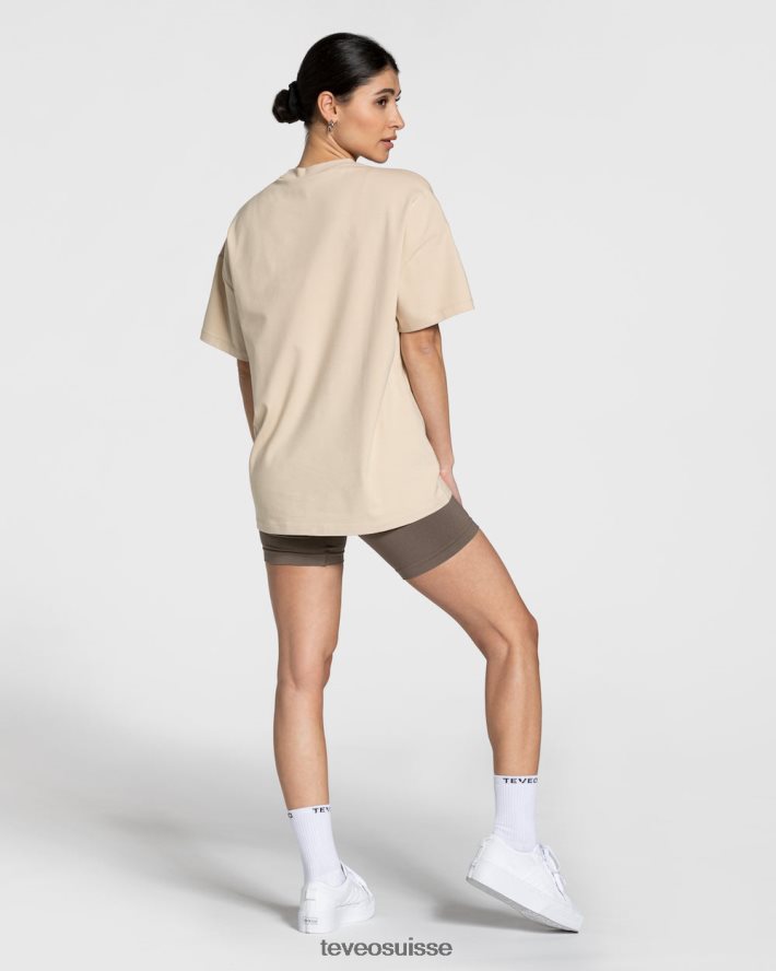 vêtements femmes TEVEO 40204P478 t-shirt oversize universitaire beige
