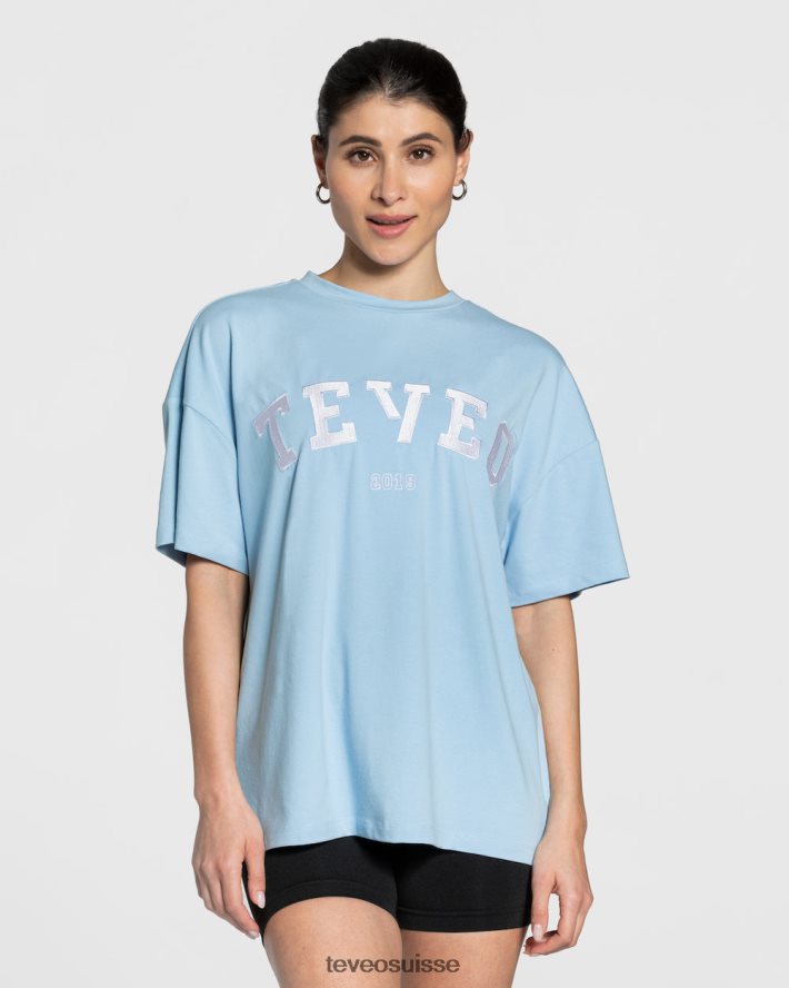 vêtements femmes TEVEO 40204P479 t-shirt oversize universitaire bleu bébé