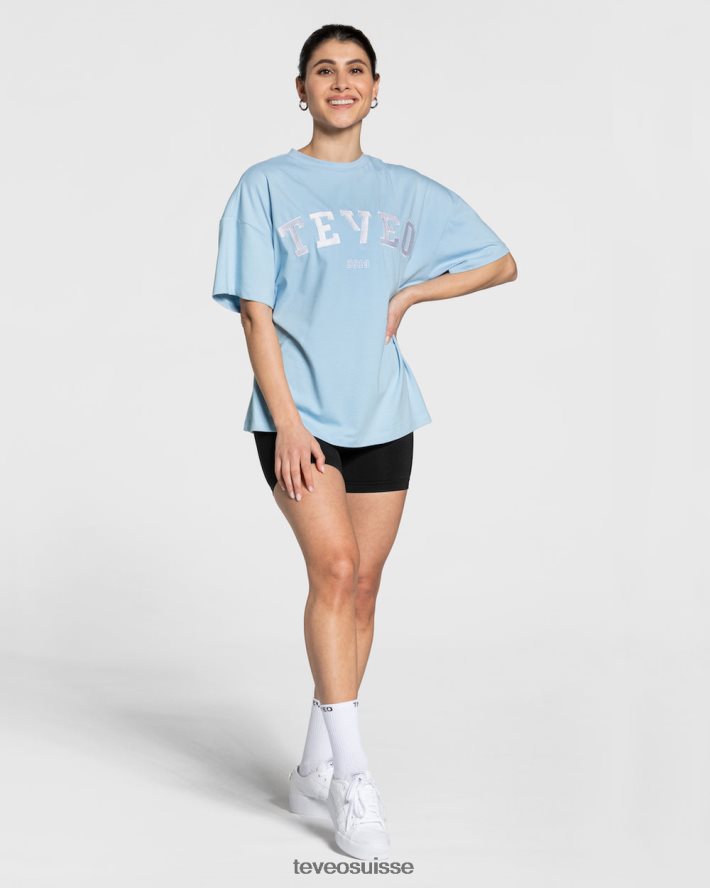 vêtements femmes TEVEO 40204P479 t-shirt oversize universitaire bleu bébé