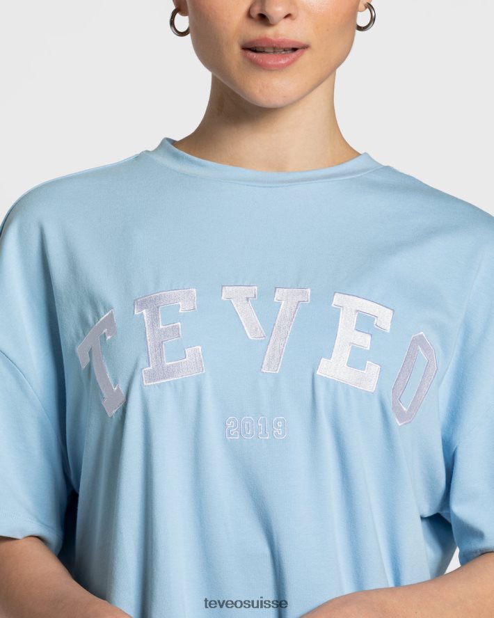 vêtements femmes TEVEO 40204P479 t-shirt oversize universitaire bleu bébé