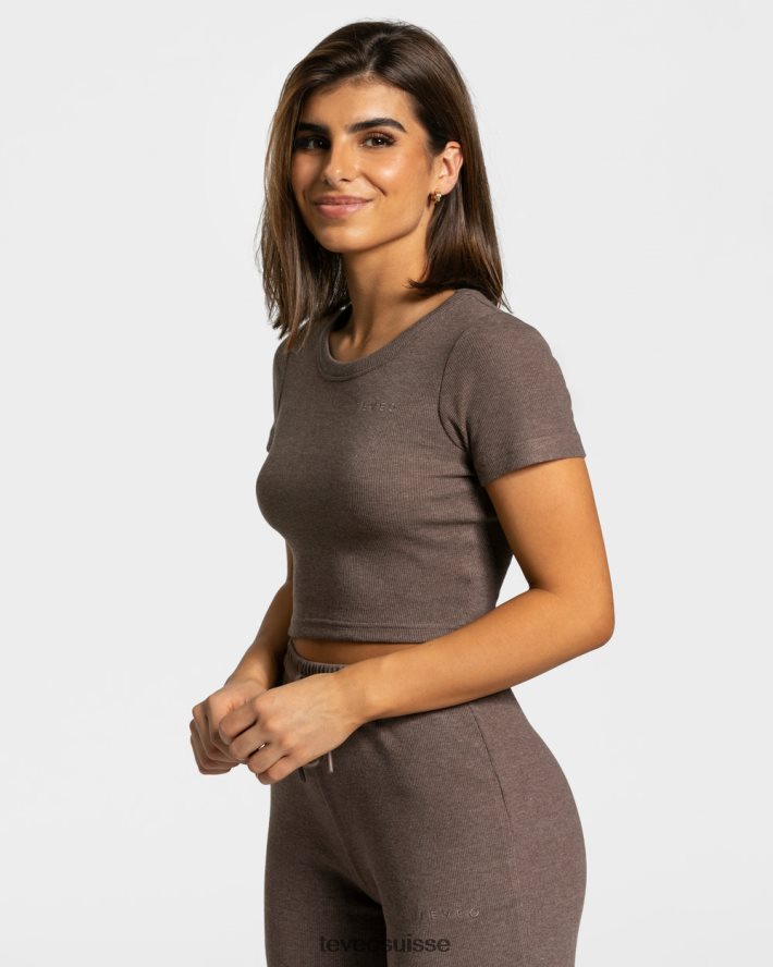 vêtements femmes TEVEO 40204P482 t-shirt décontracté marron foncé