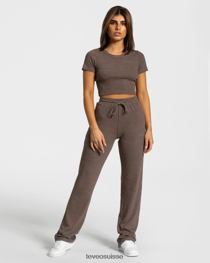 vêtements femmes TEVEO 40204P482 t-shirt décontracté marron foncé