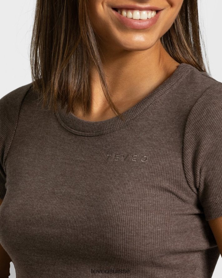 vêtements femmes TEVEO 40204P482 t-shirt décontracté marron foncé