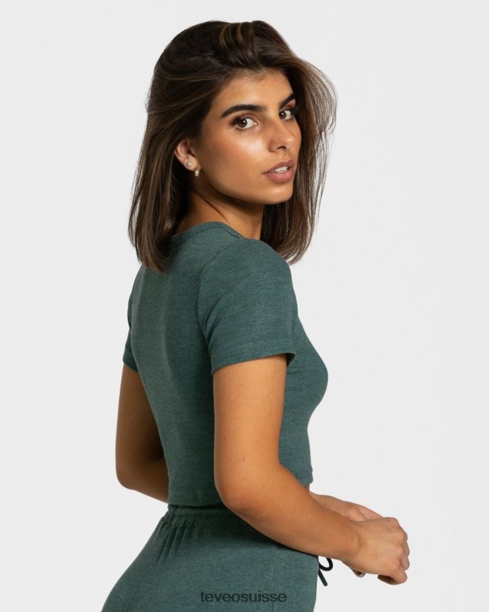 vêtements femmes TEVEO 40204P484 t-shirt décontracté vert foncé