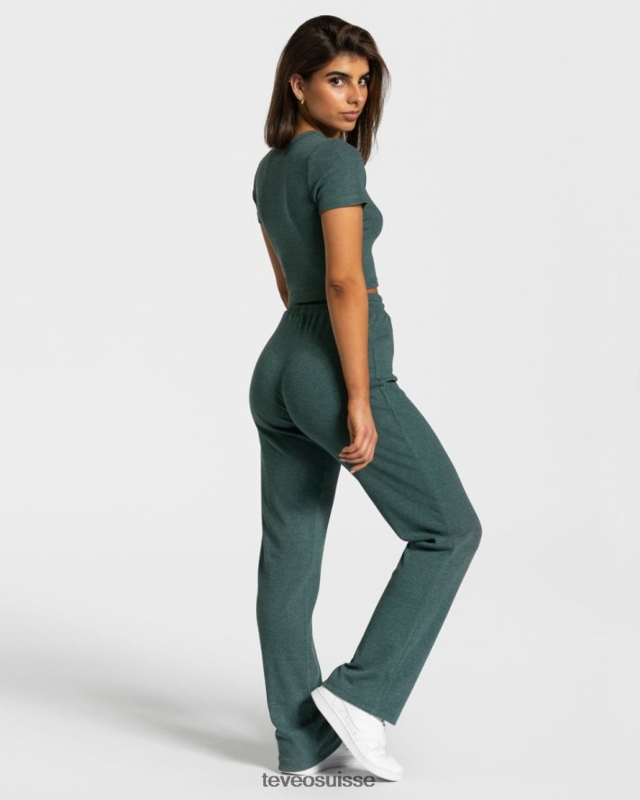 vêtements femmes TEVEO 40204P484 t-shirt décontracté vert foncé