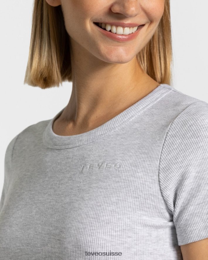 vêtements femmes TEVEO 40204P485 t-shirt décontracté gris clair